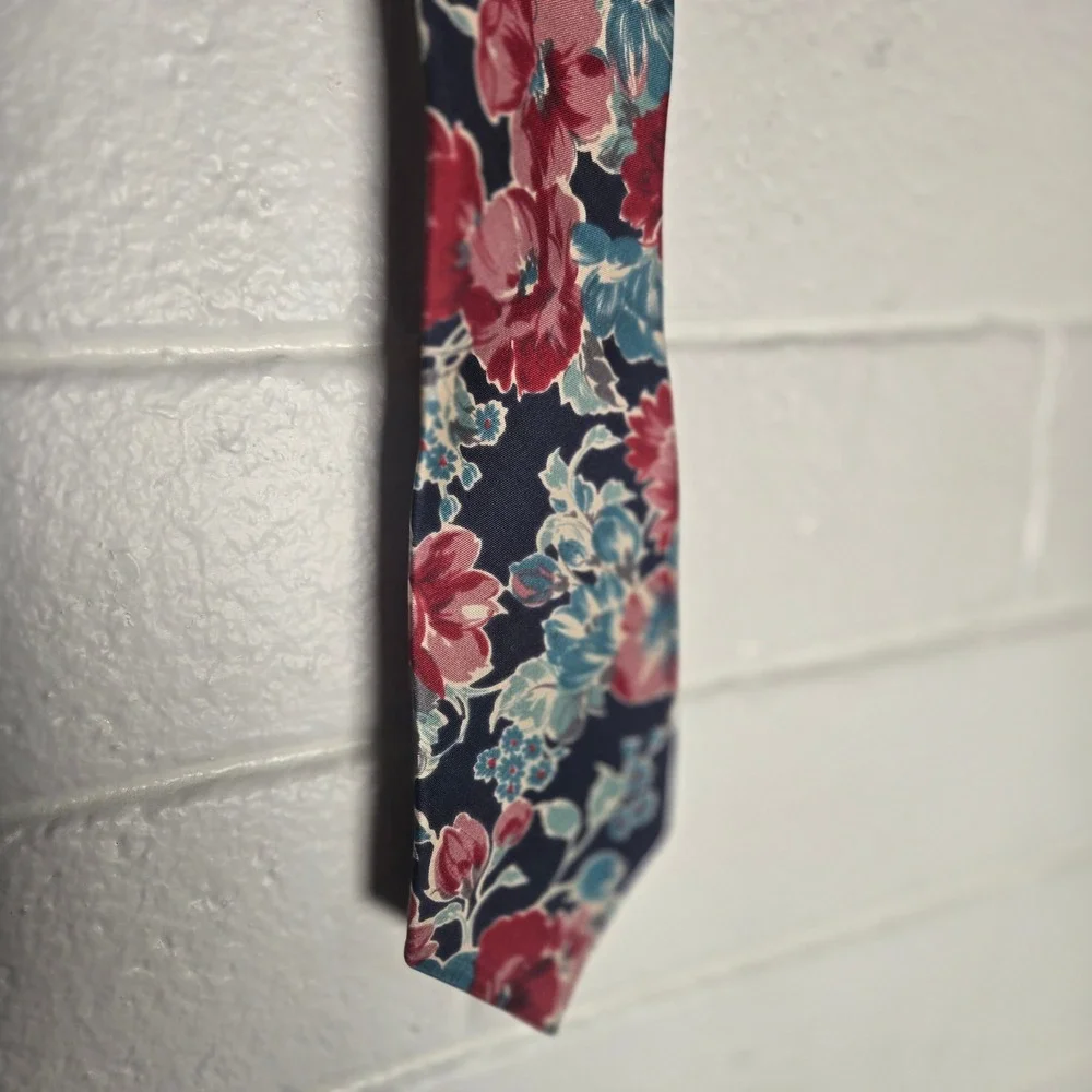 Vtg‎ Jazz Floral Necktie 57x3.5 Multicolor Garden Flower Print Silk Classic Tie
